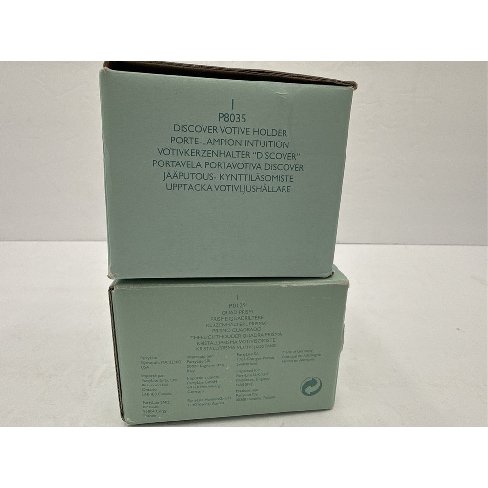 Lot Of 2 Partylite Quad Prism 24% Lead Crystal Glass Votive Candle Holder w/Box - Picture 8 of 8